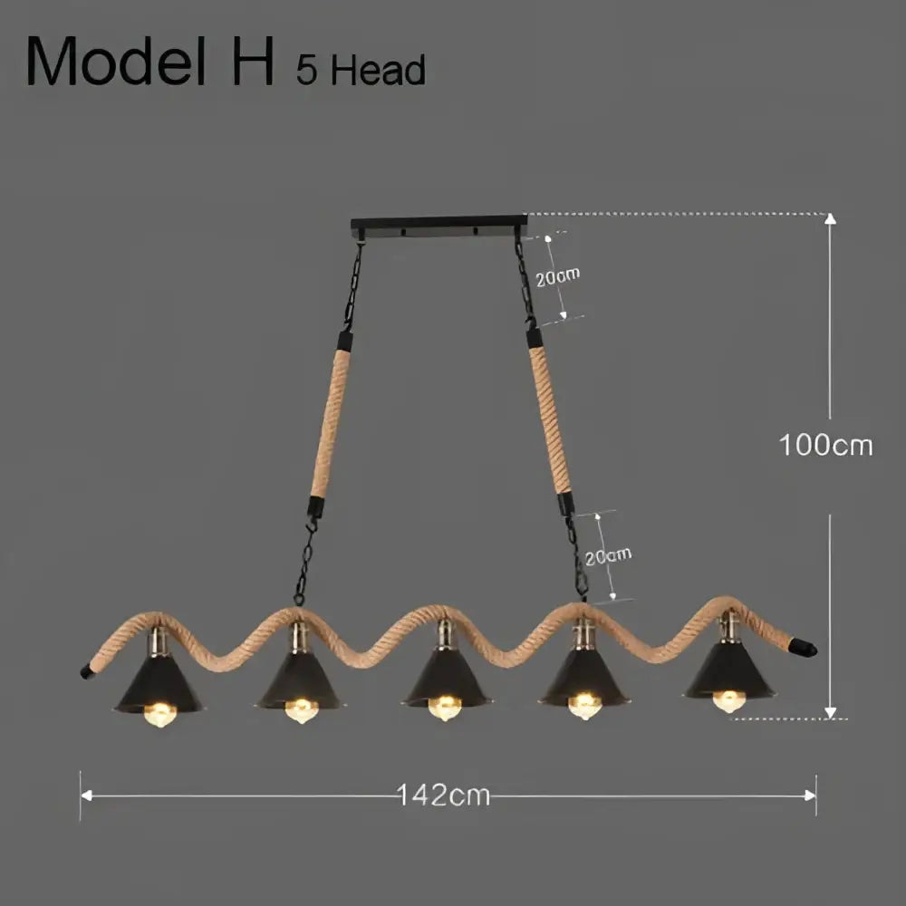 Industrial rustic pendant lights dining room rope and wire cages