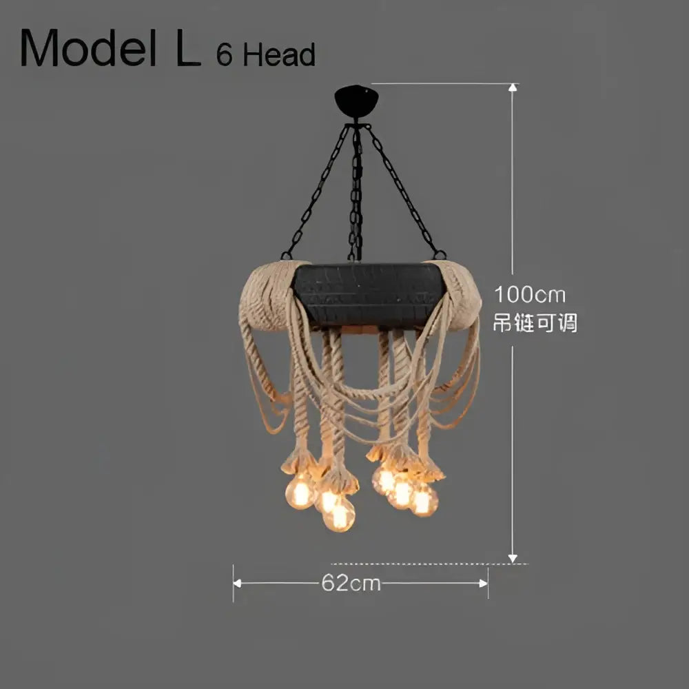 Industrial rustic pendant lights dining room rope and wire cages