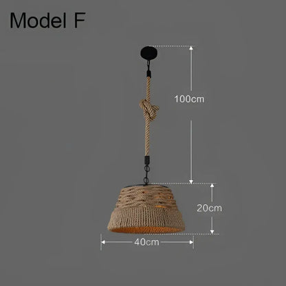 Industrial rustic pendant lights dining room rope and wire cages