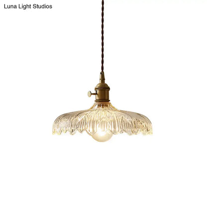 Industrial scalloped edge clear glass pendant light dining room