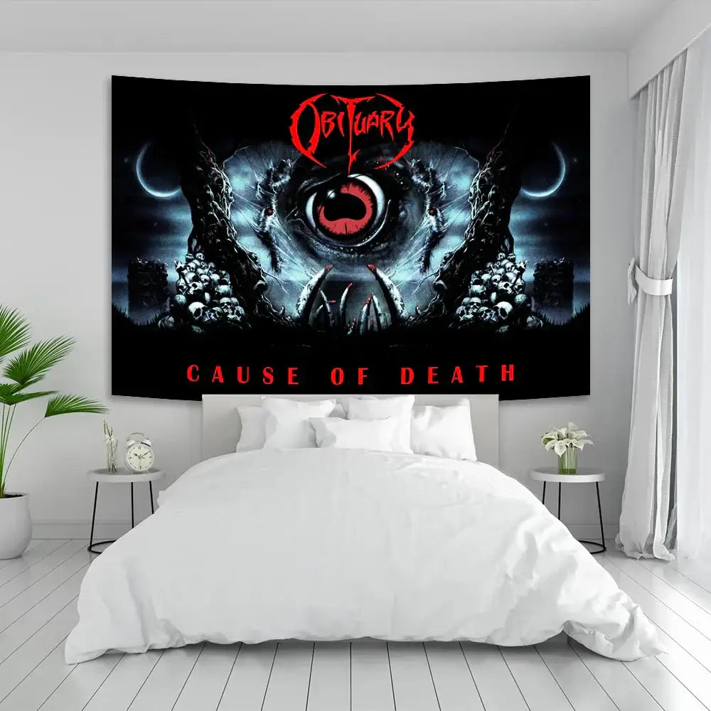 Industrial sewing machine death metal tapestry living room decor