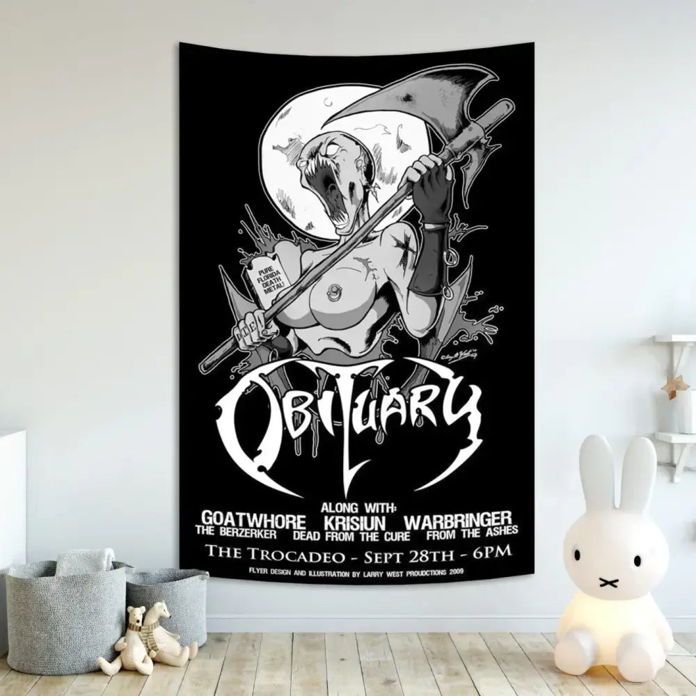Industrial sewing machine death metal tapestry living room decor
