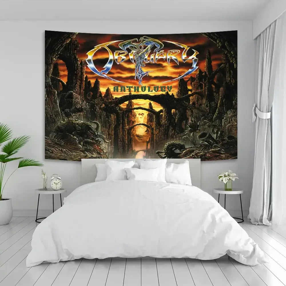 Industrial sewing machine death metal tapestry living room decor
