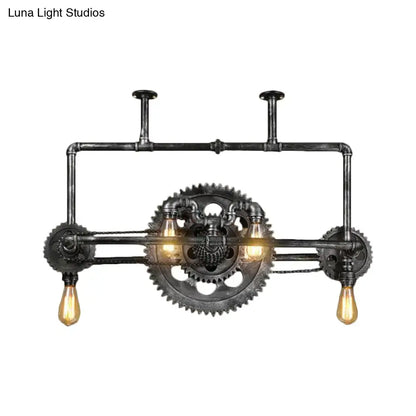 Industrial silver gray gear island pendant – kitchen led light