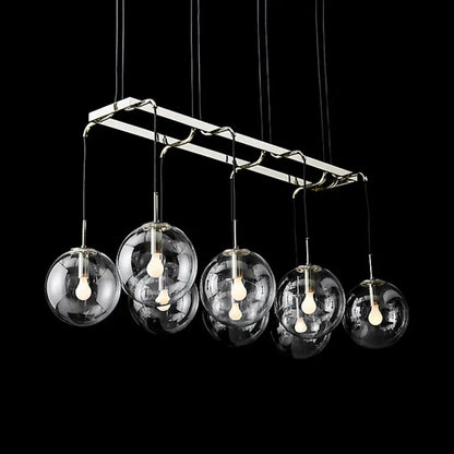 DecorBites™ Industrial Smoke Glass Island Lighting 6/8/10-Light Nickel/Bronze LED Pendant Fixture