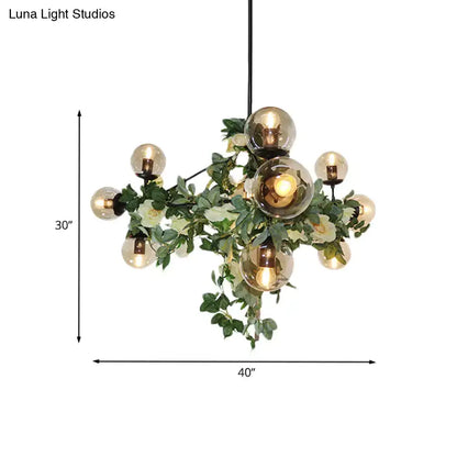 Industrial smoke gray glass island pendant kitchen vine chandelier