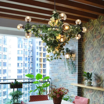 Industrial smoke gray glass island pendant kitchen vine chandelier