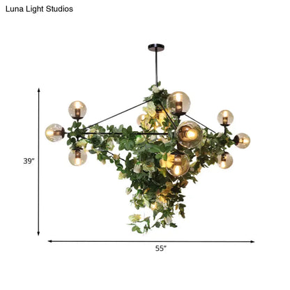 Industrial smoke gray glass island pendant kitchen vine chandelier