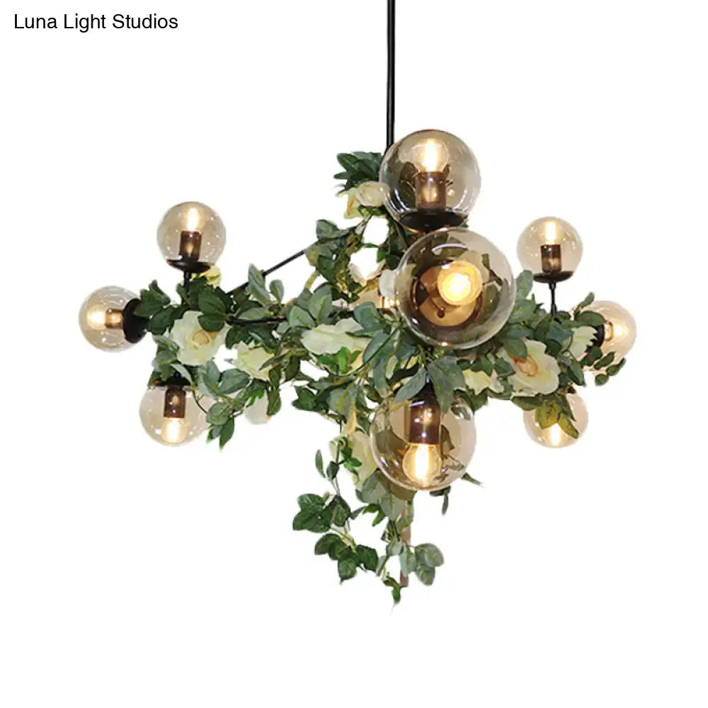 Industrial smoke gray glass island pendant kitchen vine chandelier