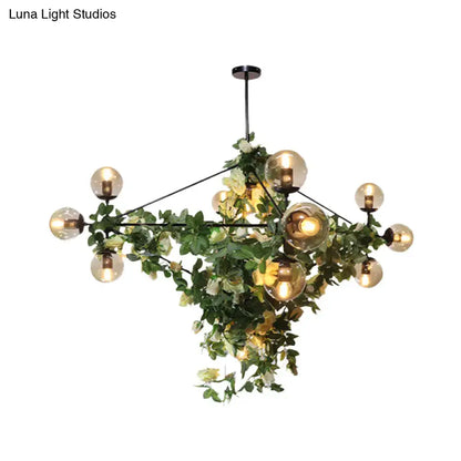 Industrial smoke gray glass island pendant kitchen vine chandelier
