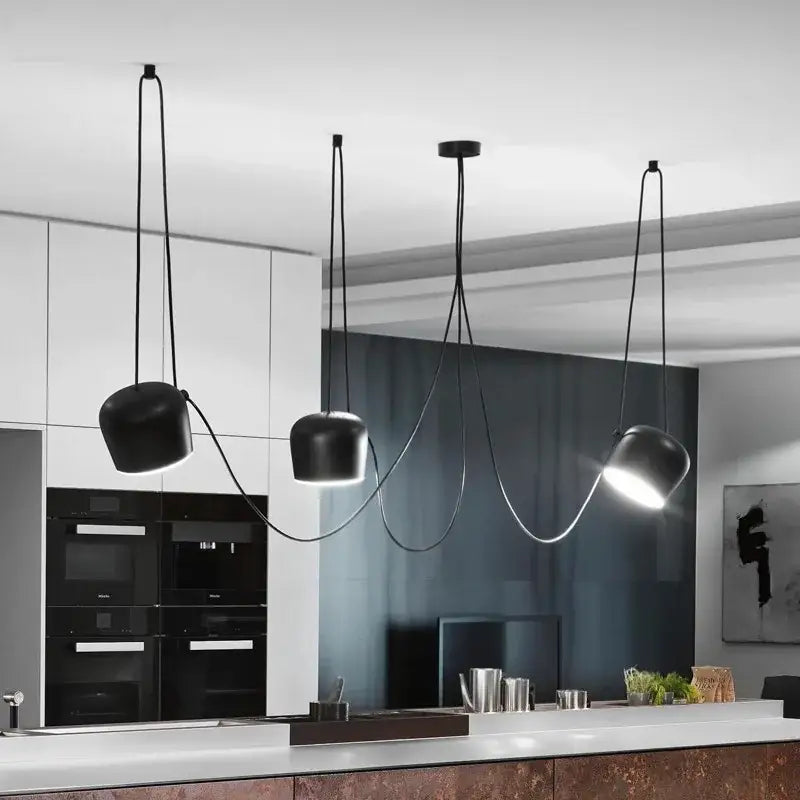 Industrial spider pendant lamp – living room matte black light