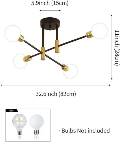 Industrial sputnik chandelier black & gold 6 light kitchen fixture