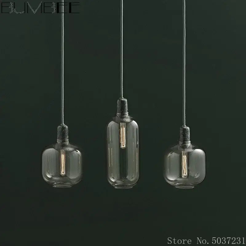Industrial stained glass pendant light set dining room smoked glass