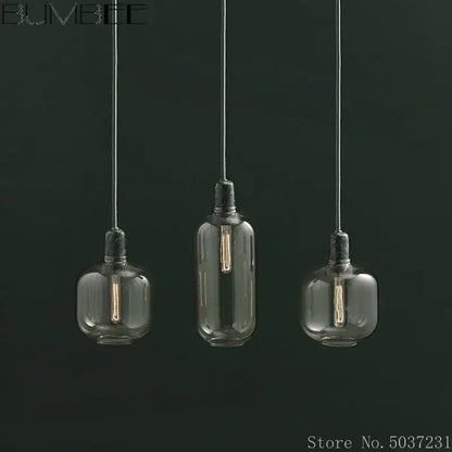 Industrial stained glass pendant light set dining room smoked glass