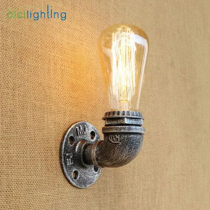 Industrial steampunk loft pipe wall lamp black & aged brass bedroom
