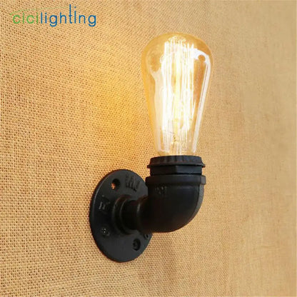 Industrial steampunk loft pipe wall lamp black & aged brass bedroom