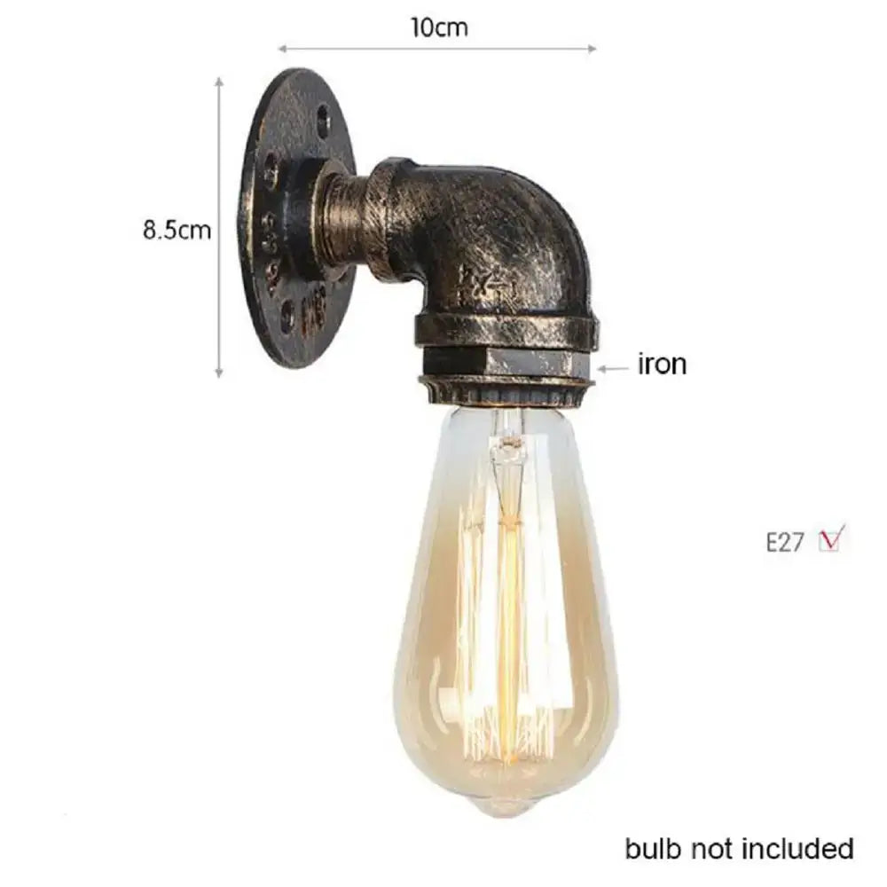 Industrial steampunk loft pipe wall lamp black & aged brass bedroom