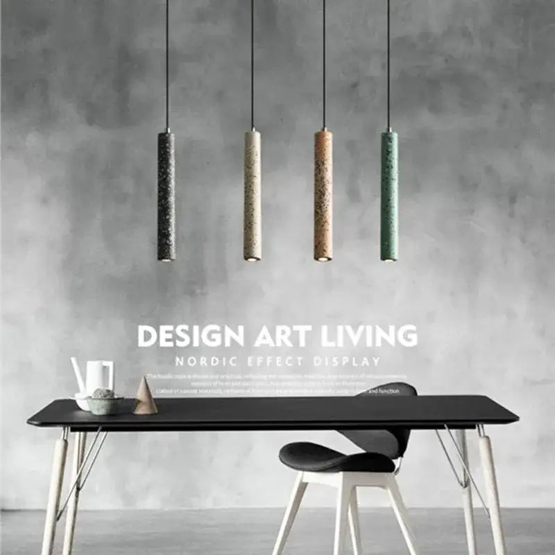 Industrial stone led pendant lamp kitchen speckled concrete light