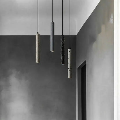 Industrial stone led pendant lamp kitchen speckled concrete light