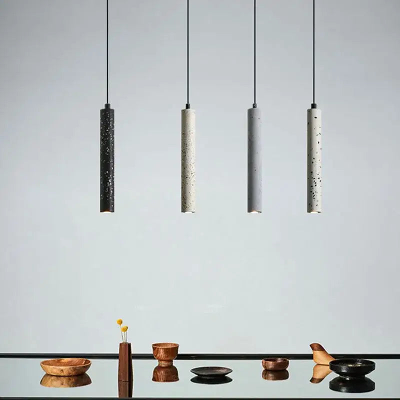 Industrial stone led pendant lamp kitchen speckled concrete light