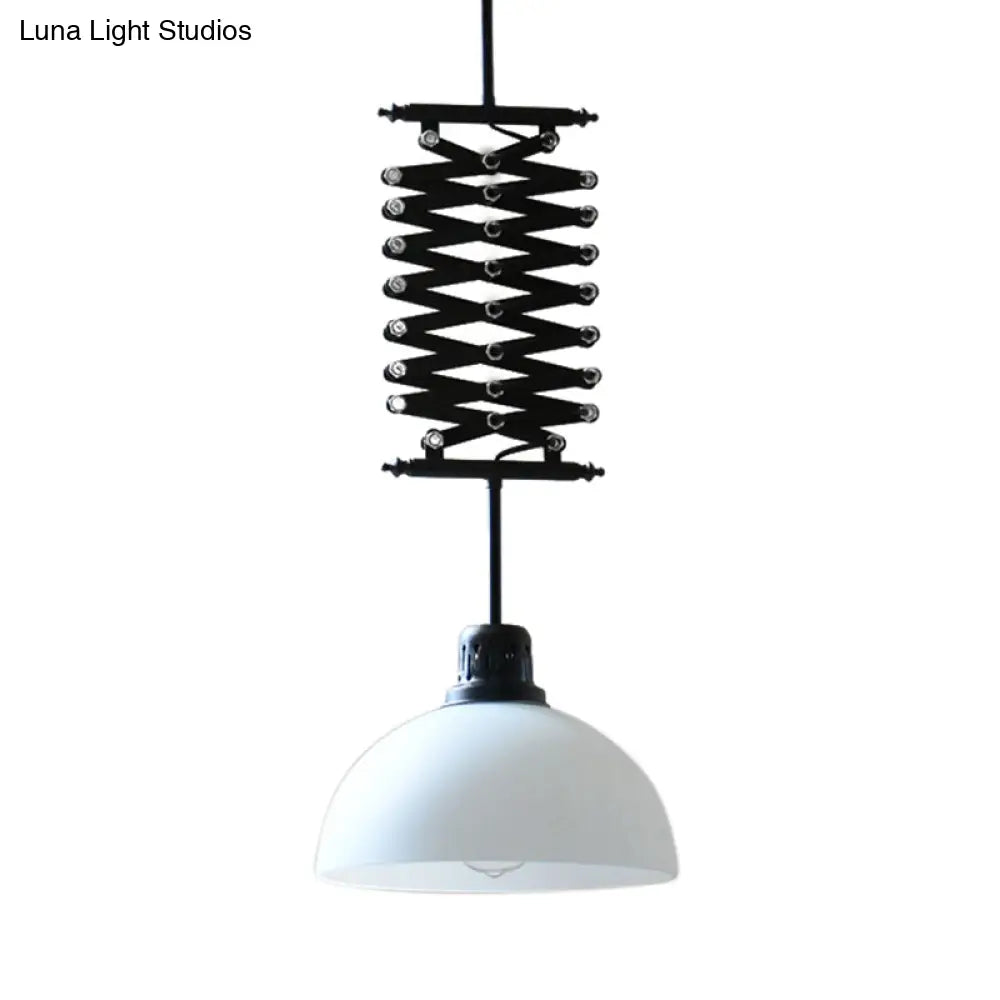 DecorBites™ Industrial Style 1 Bulb Metal Dome Ceiling Light - Extendable Pendant for Balcony - Black/White