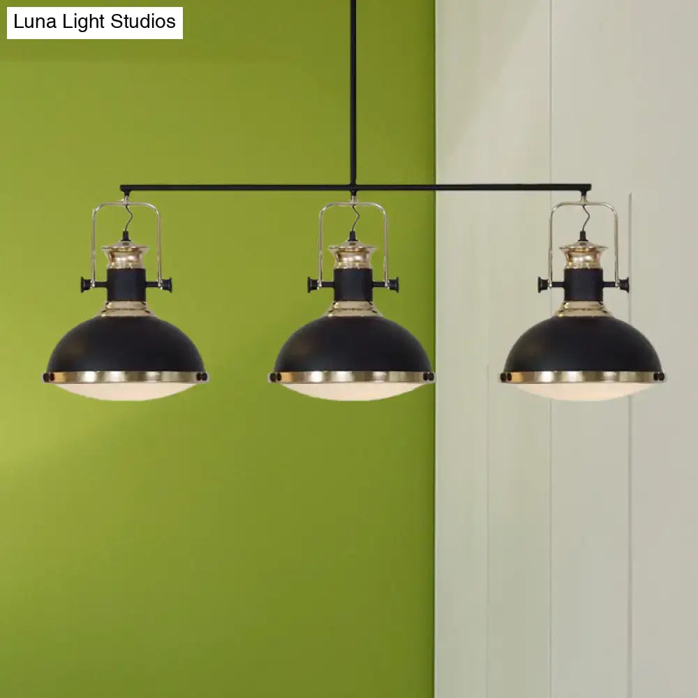 Industrial style black and brass 3 light kitchen ceiling light
