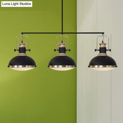 Industrial style black and brass 3 light kitchen ceiling light