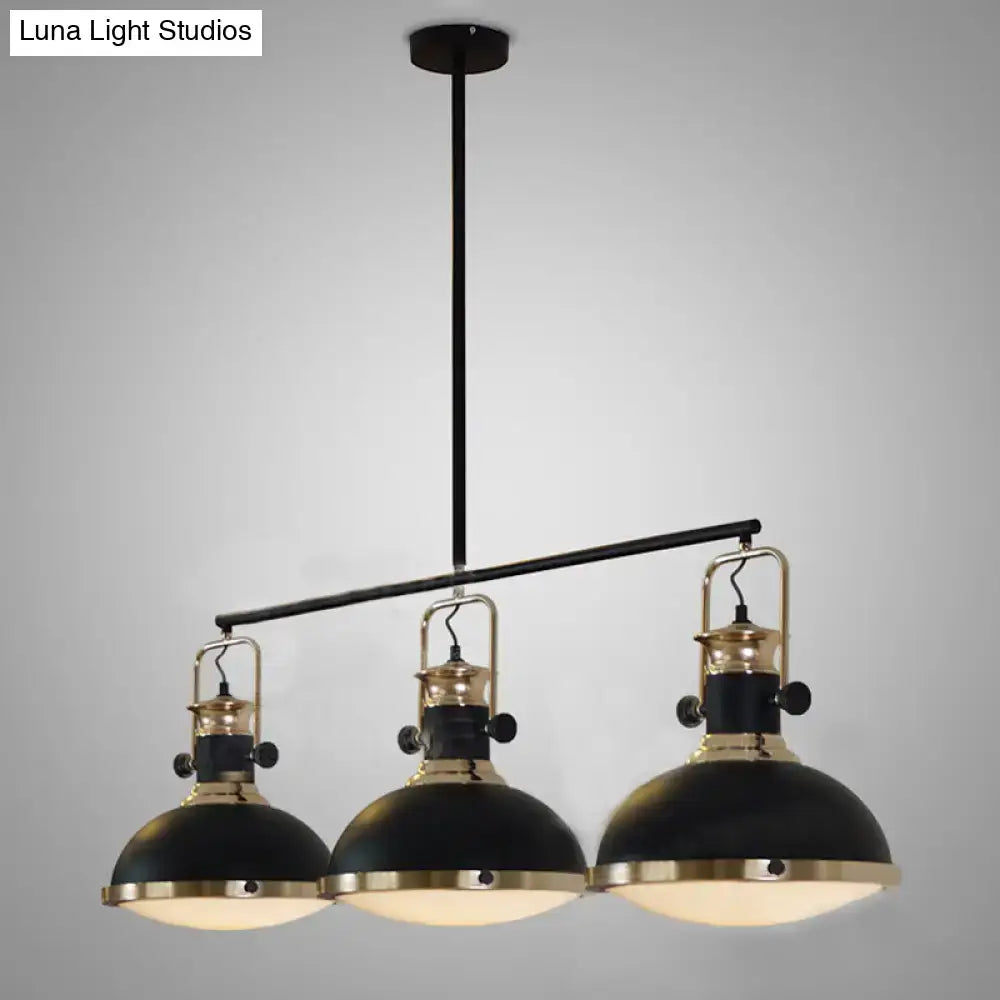 Industrial style black and brass 3 light kitchen ceiling light