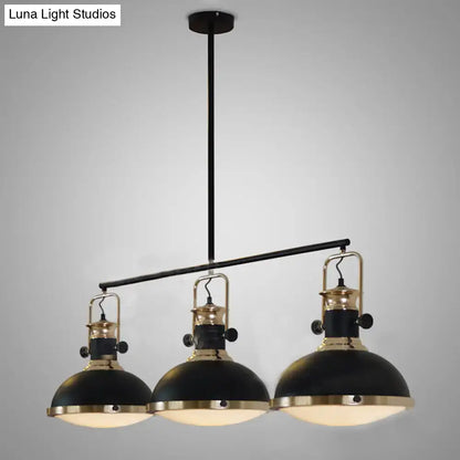 Industrial style black and brass 3 light kitchen ceiling light