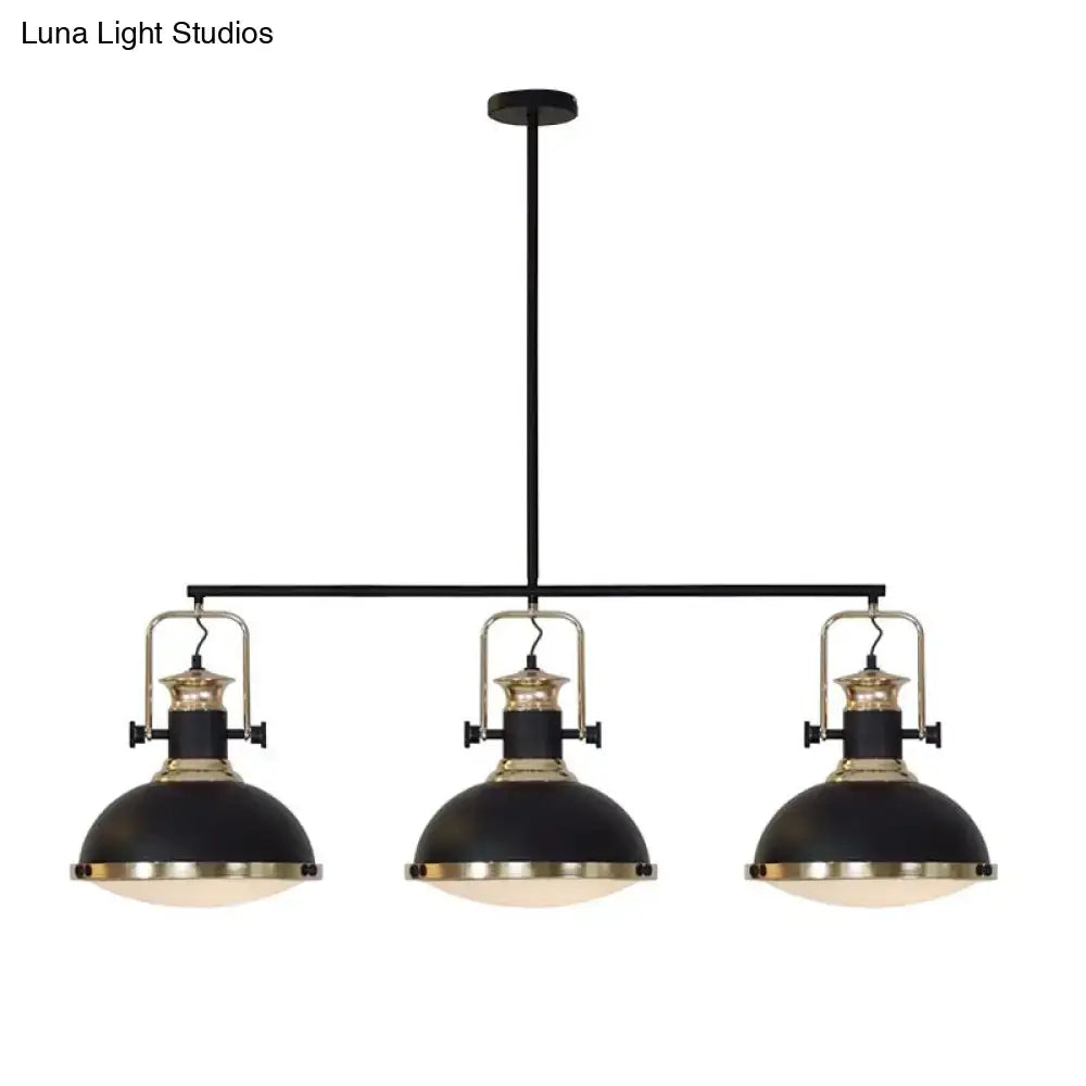 Industrial style black and brass 3 light kitchen ceiling light