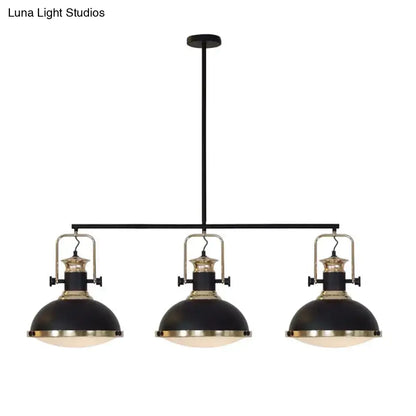 Industrial style black and brass 3 light kitchen ceiling light
