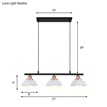 Industrial style black & brass 3 light fixture kitchen ceiling light