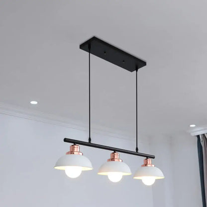 Industrial style black & brass 3 light fixture kitchen ceiling light