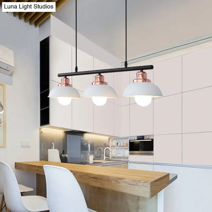 Industrial style black & brass 3 light fixture kitchen ceiling light