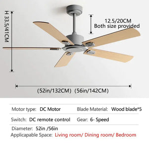 Industrial style black ceiling fan with remote control for living room