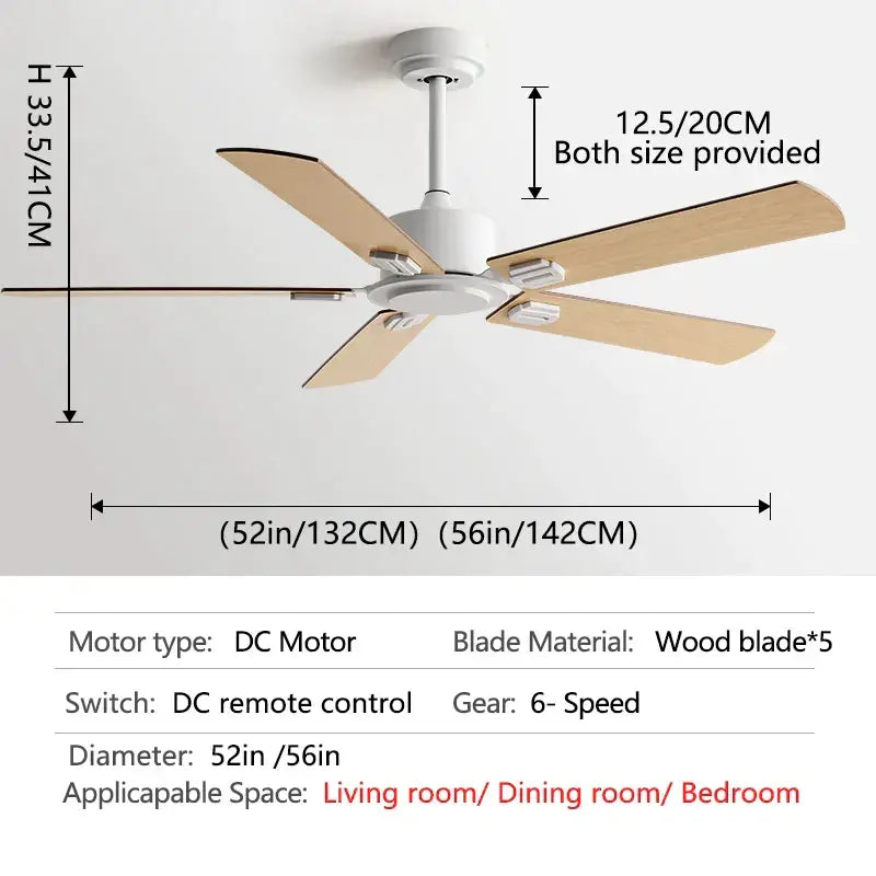 Industrial style black ceiling fan with remote control for living room