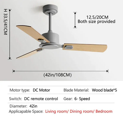 Industrial style black ceiling fan with remote control for living room