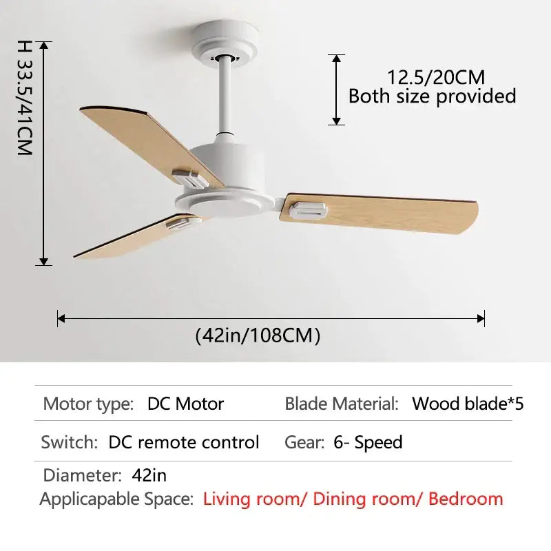 Industrial style black ceiling fan with remote control for living room