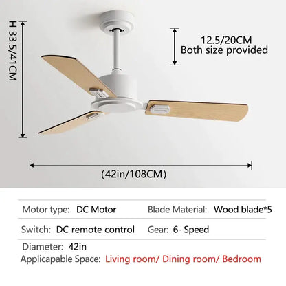 Industrial style black ceiling fan with remote control for living room