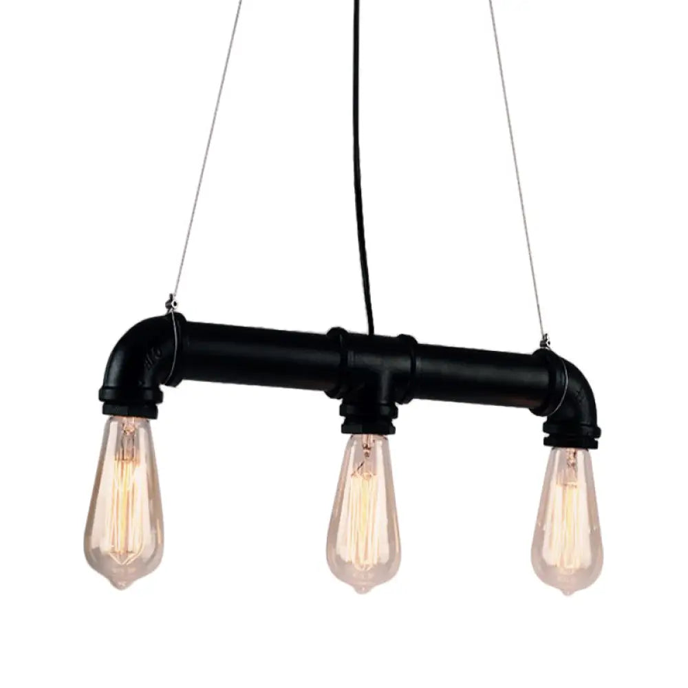 DecorBites™ Industrial Style Black Iron Pendant Lamp with Linear Piping - 3/5/10-Head Hanging Light for Island