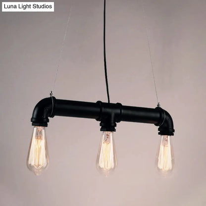 DecorBites™ Industrial Style Black Iron Pendant Lamp with Linear Piping - 3/5/10-Head Hanging Light for Island