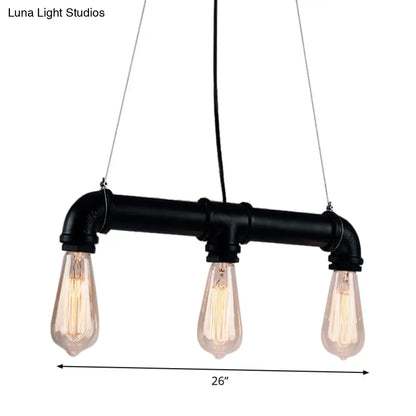 DecorBites™ Industrial Style Black Iron Pendant Lamp with Linear Piping - 3/5/10-Head Hanging Light for Island