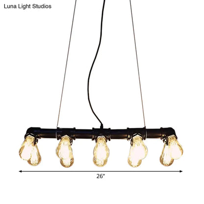 DecorBites™ Industrial Style Black Iron Pendant Lamp with Linear Piping - 3/5/10-Head Hanging Light for Island