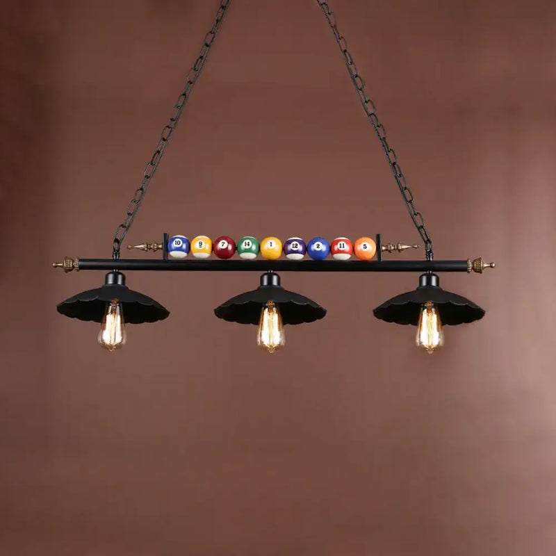 Industrial style black metal billiard light game room pendant