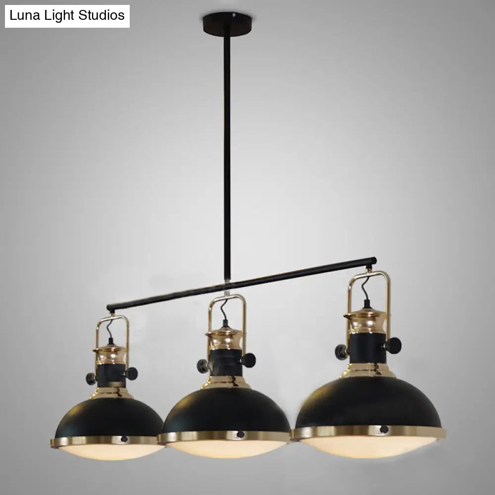 DecorBites™ Industrial-Style Black Metal Island Ceiling Light with Glass Diffuser and 3 Heads