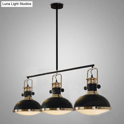 DecorBites™ Industrial-Style Black Metal Island Ceiling Light with Glass Diffuser and 3 Heads
