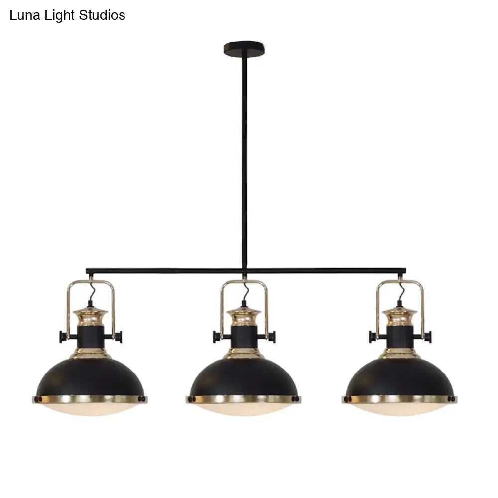 DecorBites™ Industrial-Style Black Metal Island Ceiling Light with Glass Diffuser and 3 Heads
