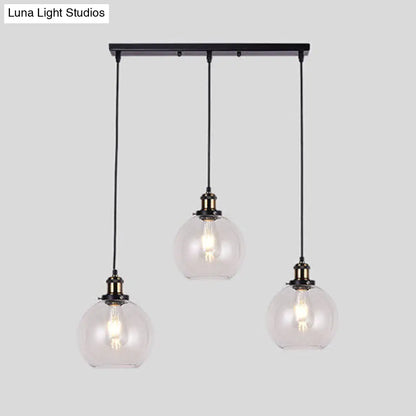 DecorBites™ Industrial Style Brass Pendant Light Kit with 3-Light Round/Barn/Admix Design, Clear Glass Hanging Lamps