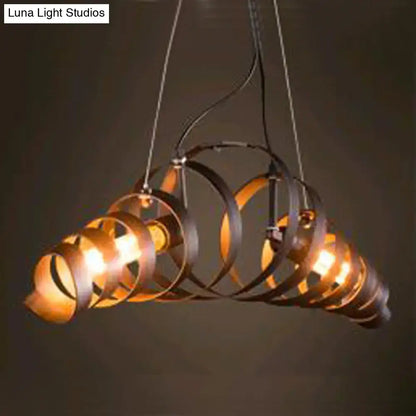 Industrial style dark bronze spiral metal pendant light dining room