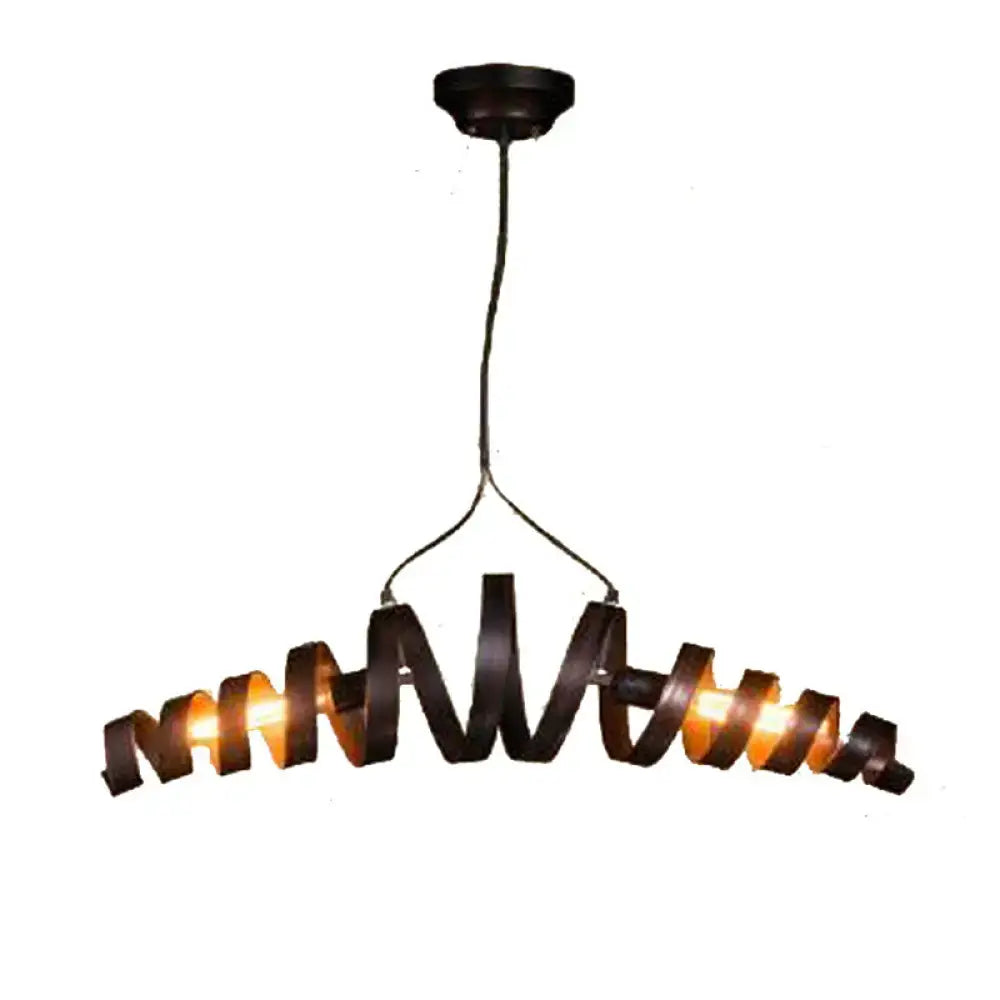 Industrial style dark bronze spiral metal pendant light dining room